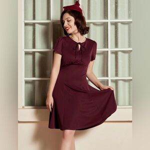 Elegant Vintage Style Burgundy Dress